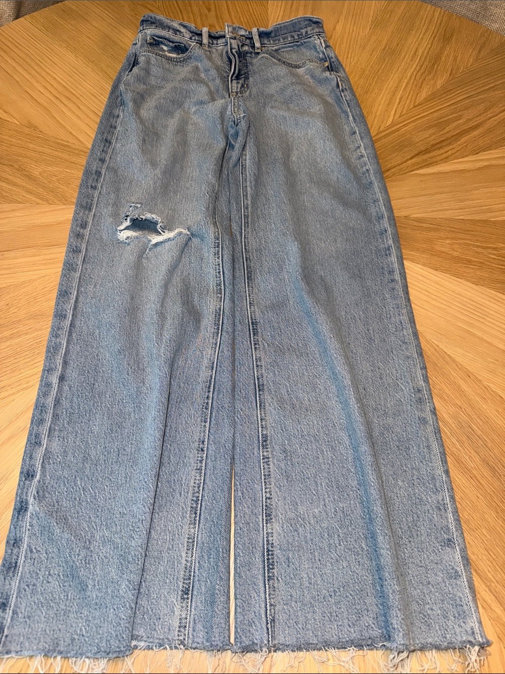 LOFT Light Blue Wide Leg Distressed Jeans